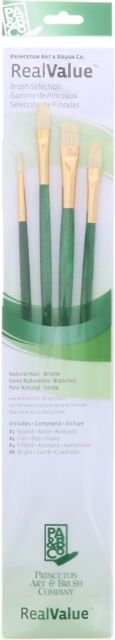 BRUSH SET BRISTLE BRIGHTS, FLATS & FILBERT 4 PACK