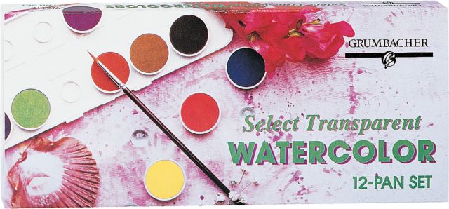 WATERCOLOR PAN SET 12 TRANSPARENT COLORS