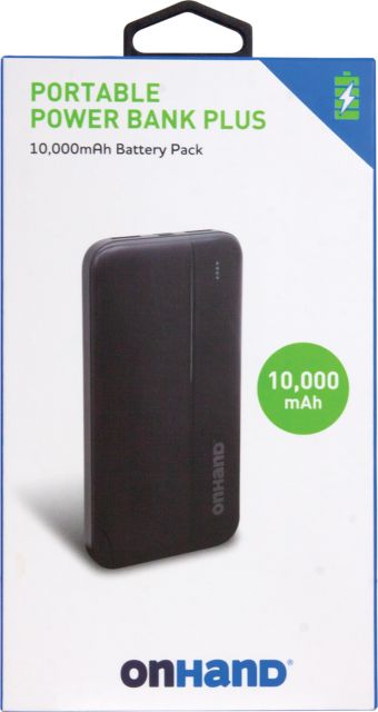 ON HAND POWER BANK 10,000 MAH, BLACK - ONLINE ONLY