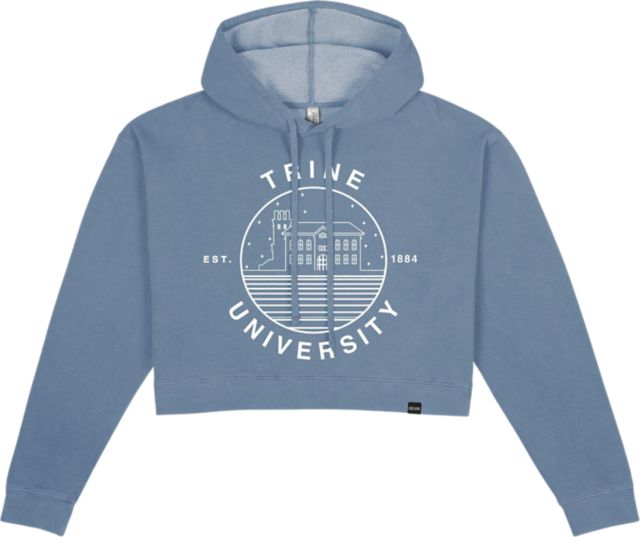 Trine University Women's Pigment Dyed Crop Fleece Hood - ONLINE ONLY