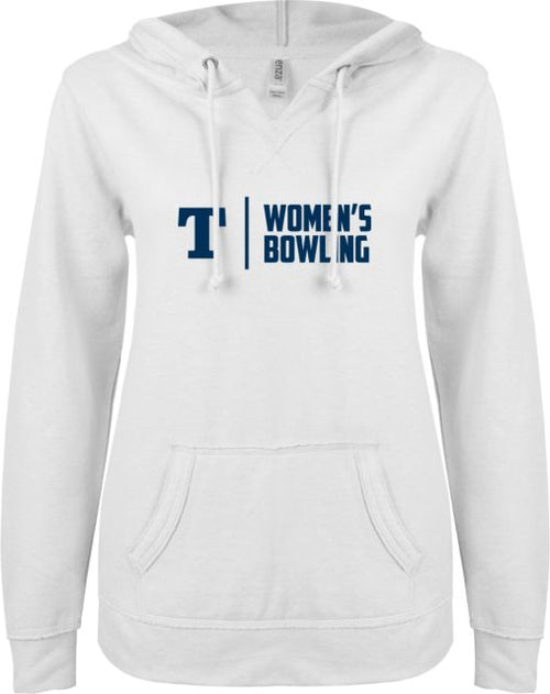 Trine ENZA Ladies V Notch Raw Edge Fleece Hoodie Womens Bowling - ONLINE ONLY
